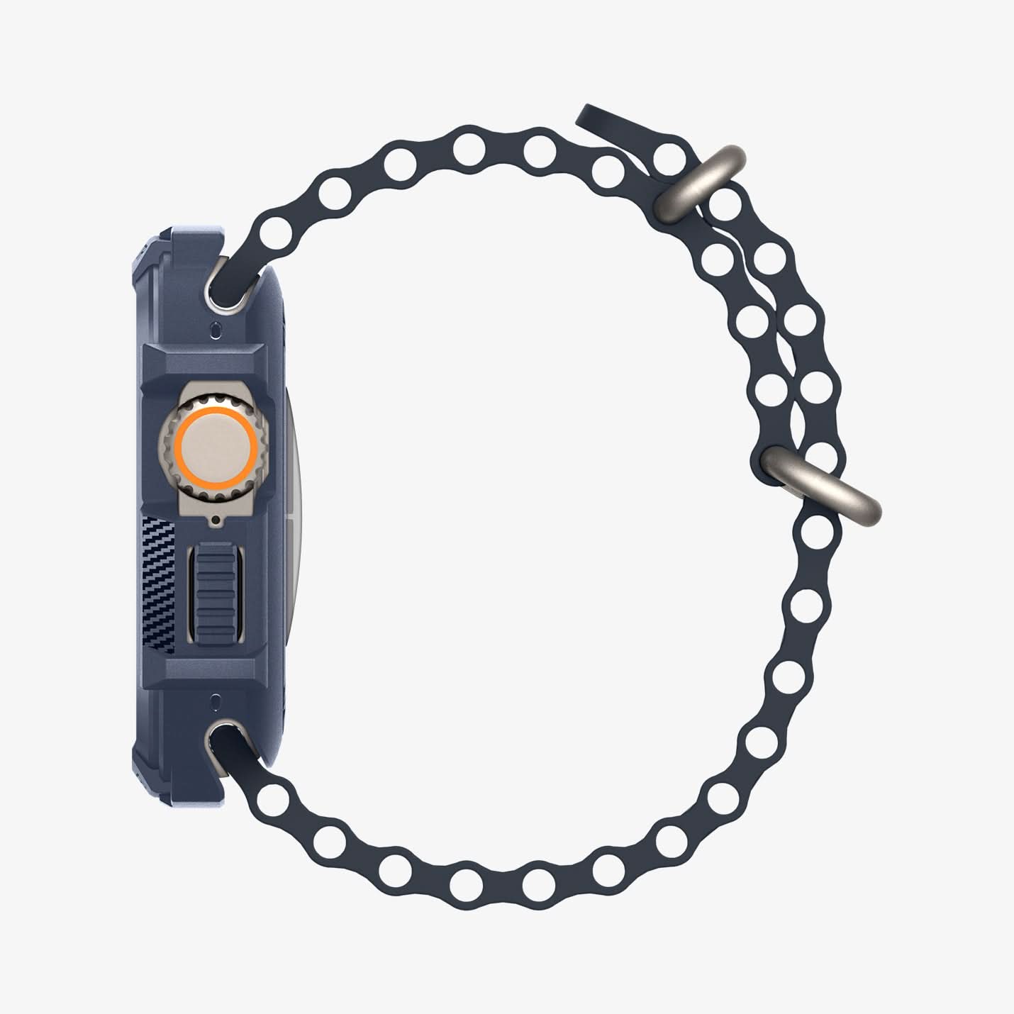 ACS07382 - Apple Watch (49mm) Rugged Armor in Navy Blue showing the side