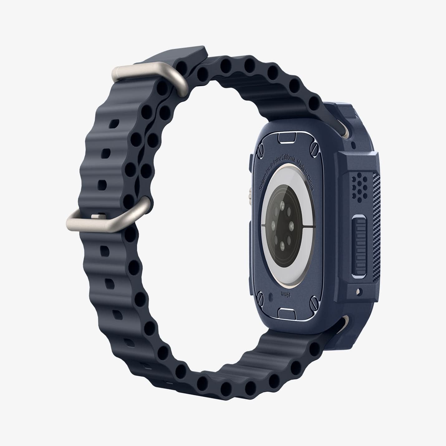ACS07382 - Apple Watch (49mm) Rugged Armor in Navy Blue showing the back, partial inner side and bottom