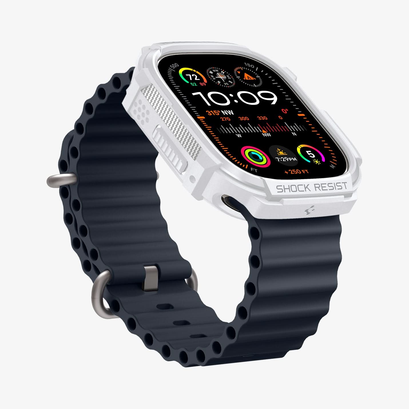 ACS07384 - Apple Watch (49mm) Rugged Armor in White showing the front, partial side and inner bottom