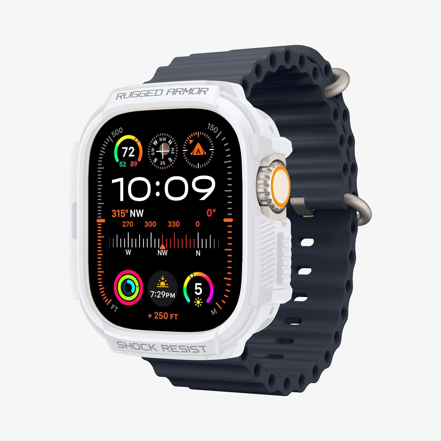 ACS07384 - Apple Watch (49mm) Rugged Armor in White showing the front, partial side and inner side