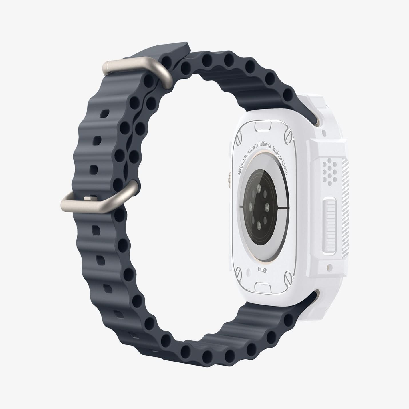 ACS07384 - Apple Watch (49mm) Rugged Armor in White showing the back, partial inner side and bottom