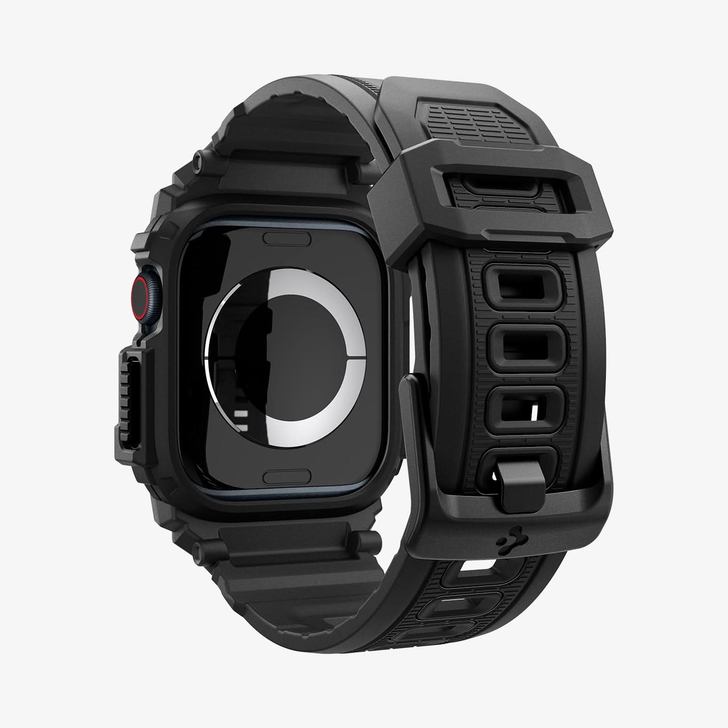 ACS08591 - Apple Watch 10 (42mm) Case Rugged Armor Pro in Matte Black showing the back of watch face, partial sides, inner and bottom