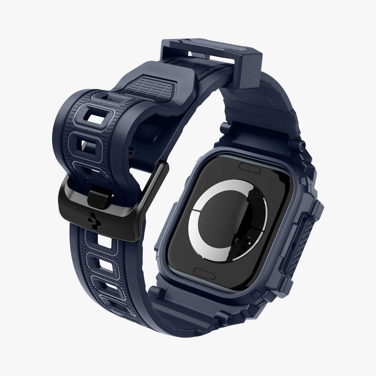 ACS08592 - Apple Watch 10 (42mm) Case Rugged Armor Pro in Navy Blue showing the 
back of watch face, partial sides and bottom