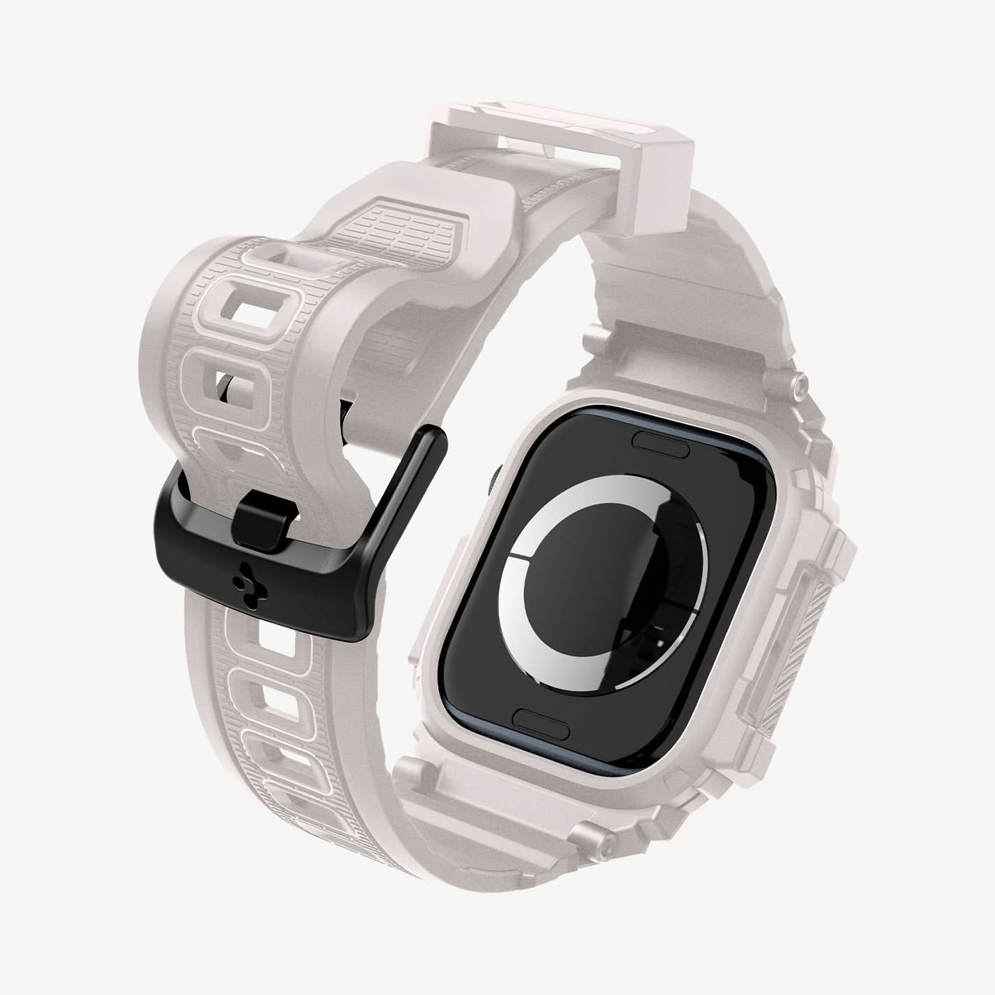 ACS08607 - Apple Watch 10 (46mm) Case Rugged Armor Pro in Dune Beige showing the back of watch face, partial sides and bottom