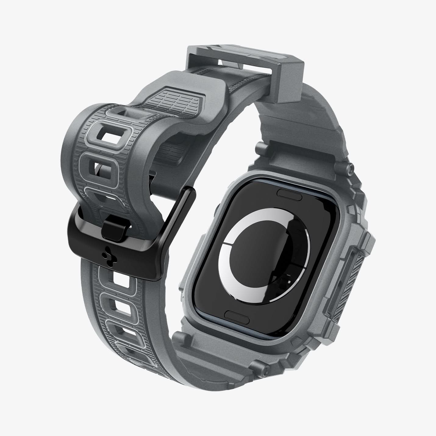 ACS08605 - Apple Watch 10 (46mm) Case Rugged Armor Pro in Dark Gray showing the back of watch face, partial sides and bottom
