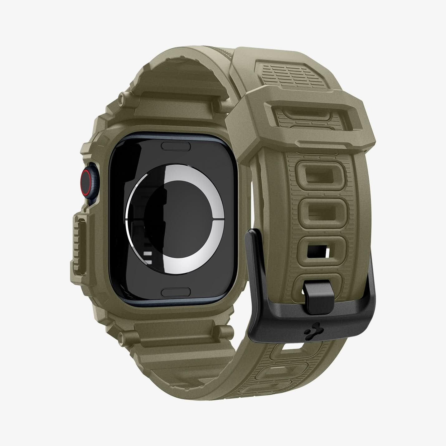 ACS08608 - Apple Watch 10 (46mm) Case Rugged Armor Pro in Vintage Khaki showing the back of watch face, partial sides, inner and bottom