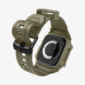 ACS08608 - Apple Watch 10 (46mm) Case Rugged Armor Pro in Vintage Khaki showing the back of watch face, partial sides and bottom