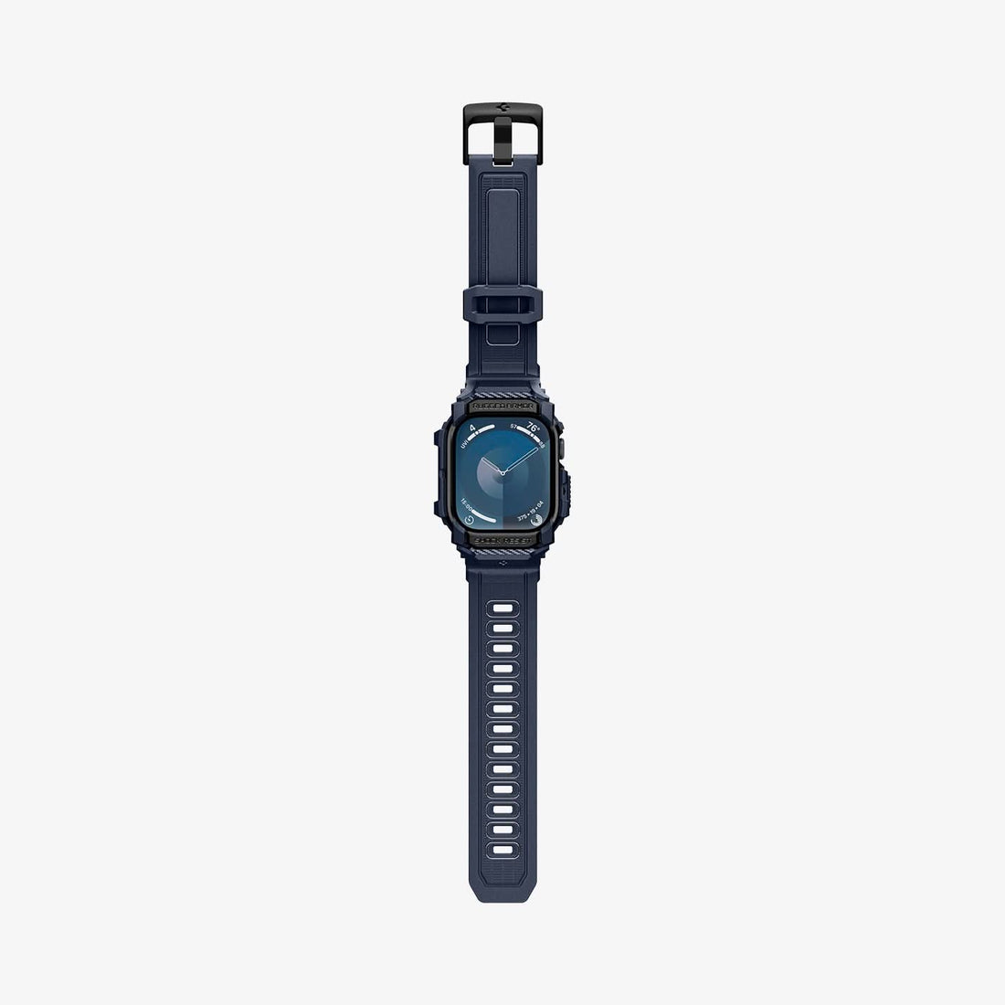 ACS08606 - Apple Watch 10 (46mm) Case Rugged Armor Pro in Navy Blue showing the front, strap band laid flatly