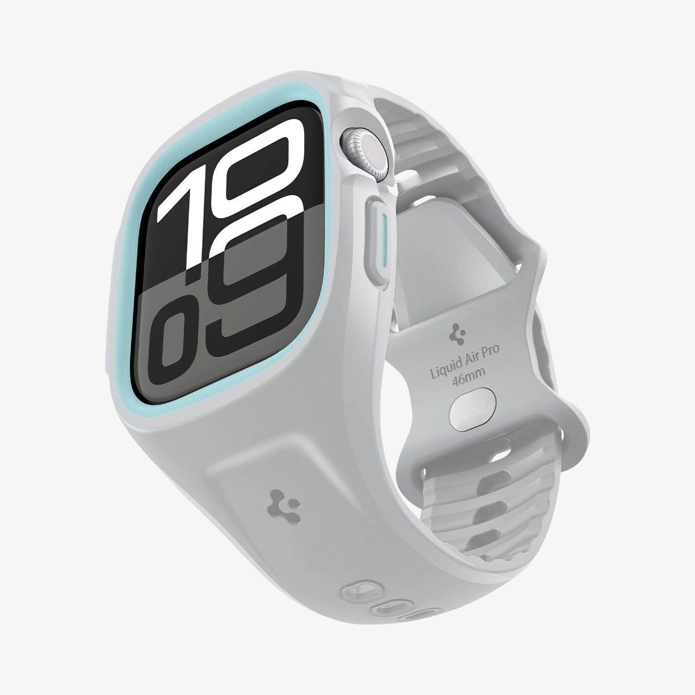 ACS09318 - Apple Watch 10 (46mm) Case Liquid Air Pro in Gray showing the front, side and partial inner and bottom