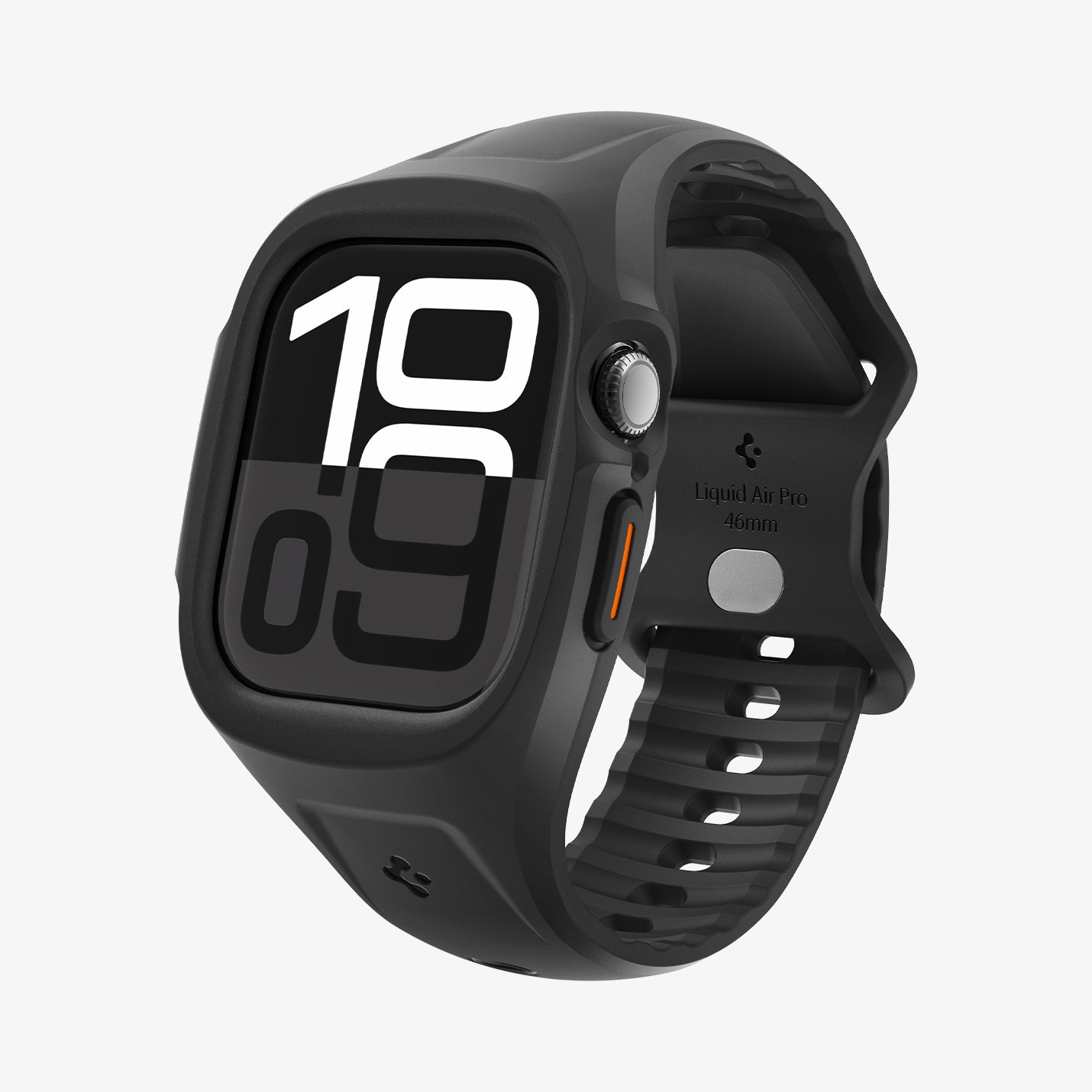 ACS09317 - Apple Watch 10 (46mm) Case Liquid Air Pro in Matte Black showing the front, side and inner bottom