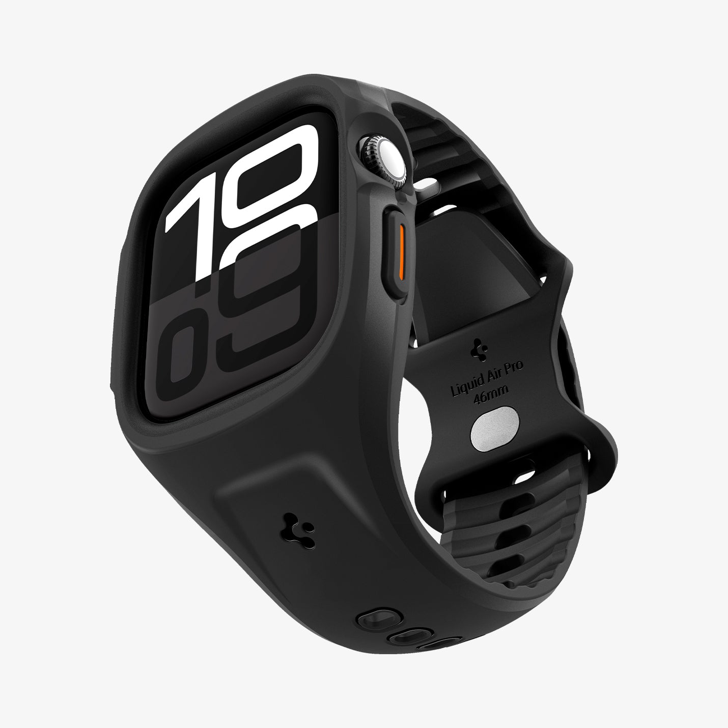 ACS09317 - Apple Watch 10 (46mm) Case Liquid Air Pro in Matte Black showing the front, side and partial inner and bottom