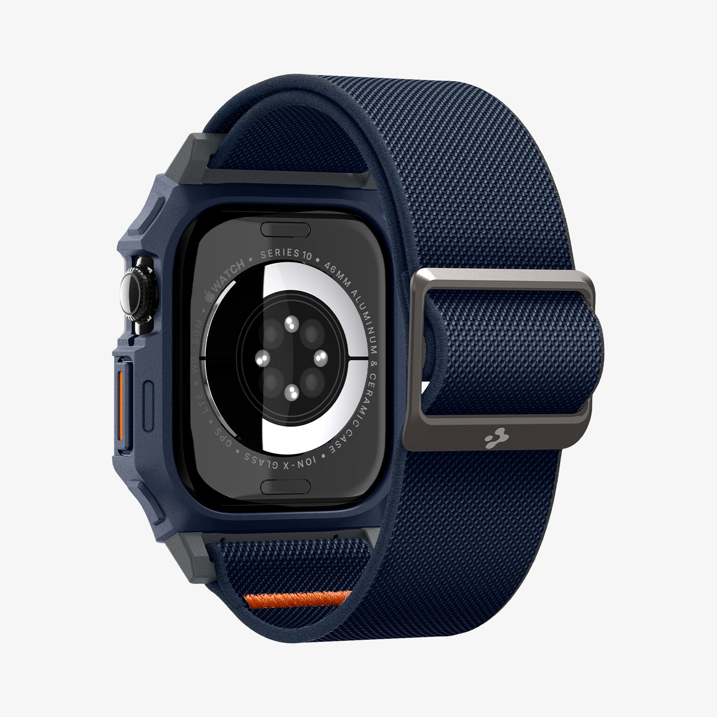 ACS08925 - Apple Watch 10 (46mm) Case Lite Fit Pro in Navy Blue showing the back, inner and back bottom