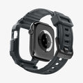 ACS11895 - Apple Watch Series 12 (46mm) Case Rugged Armor Pro in Dark Gray showing an exploded view highlighting the integrated protective frame, band, and buckle design