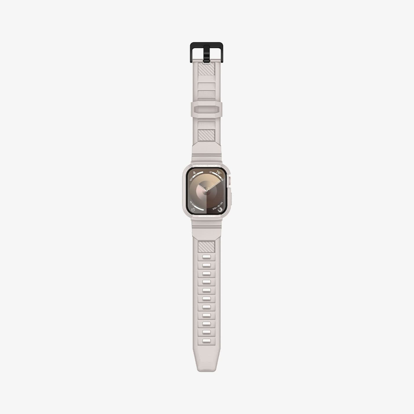 ACS07386 - Apple Watch (45mm) Rugged Armor Pro in Dune Beige showing the front and sides laid-out flat