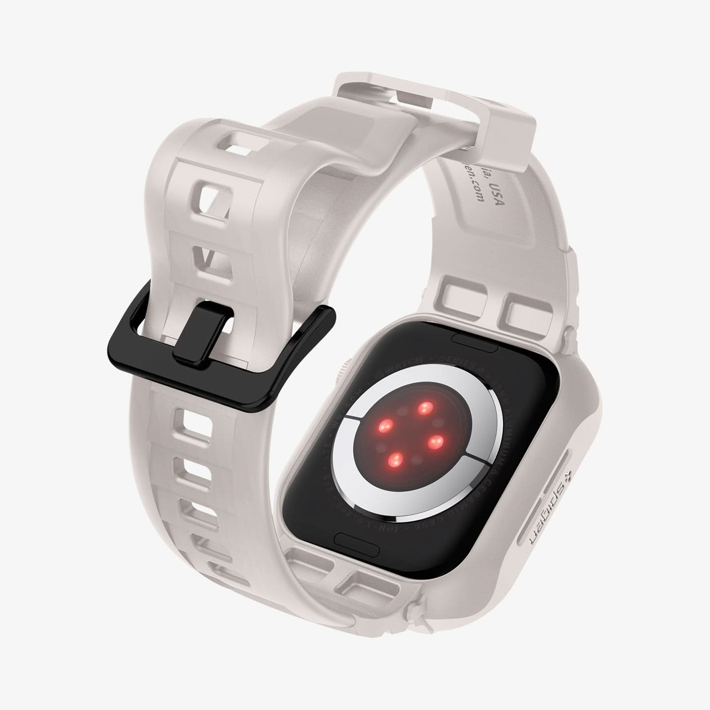 ACS07386 - Apple Watch (45mm) Rugged Armor Pro in Dune Beige showing the back, inner partial side and bottom