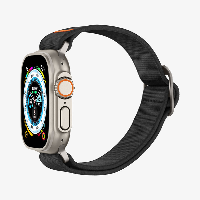 AMP05983 - Apple Watch Series (Apple Watch (49mm)/Apple Watch (45mm)/Apple Watch (42mm)) Watch Band Lite Fit Ultra in black showing the front and side