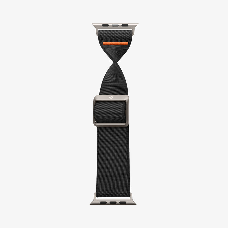 AMP05983 - Apple Watch Series (Apple Watch (49mm)/Apple Watch (45mm)/Apple Watch (42mm)) Watch Band Lite Fit Ultra in black showing the watch band bending to show the durability