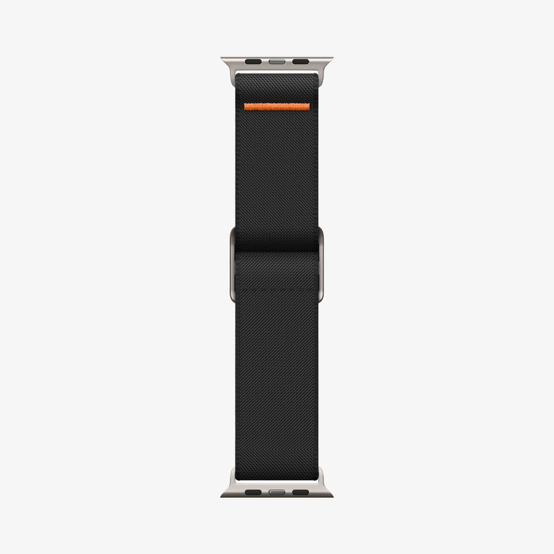 AMP05983 - Apple Watch Series (Apple Watch (49mm)/Apple Watch (45mm)/Apple Watch (42mm)) Watch Band Lite Fit Ultra in black showing the watch band laid out flat