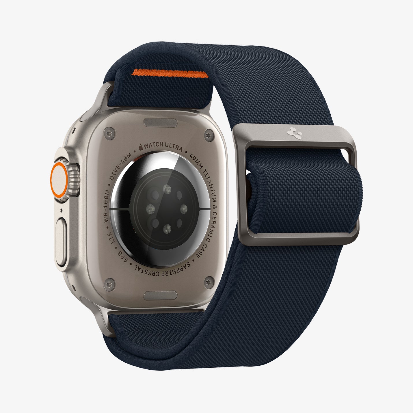 AMP05984 - Apple Watch Series (Apple Watch (49mm)/Apple Watch (45mm)/Apple Watch (42mm)) Watch Band Lite Fit Ultra màu xanh nước biển hiển thị mặt sau của mặt đồng hồ