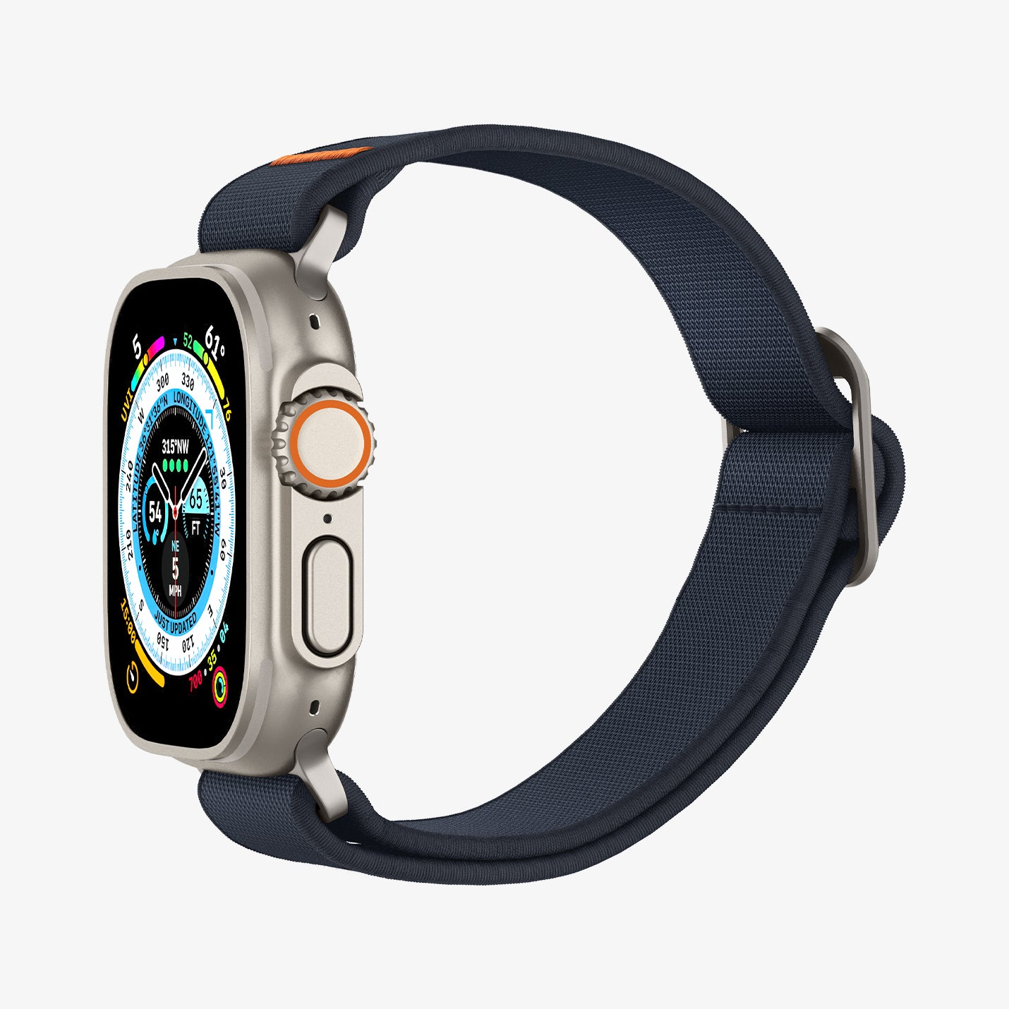 AMP05984 - Apple Watch Series (Apple Watch (49mm)/Apple Watch (45mm)/Apple Watch (42mm)) Watch Band Lite Fit Ultra màu xanh nước biển hiển thị mặt trước và mặt bên