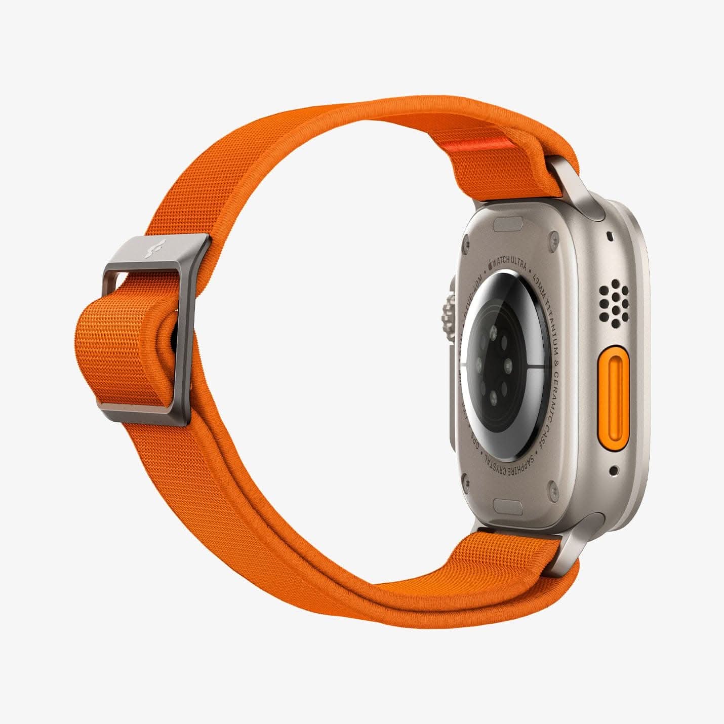 AMP05986 - Apple Watch Series (Apple Watch (49mm)/Apple Watch (45mm)/Apple Watch (42mm)) Watch Band Lite Fit Ultra in orange showing the side and back