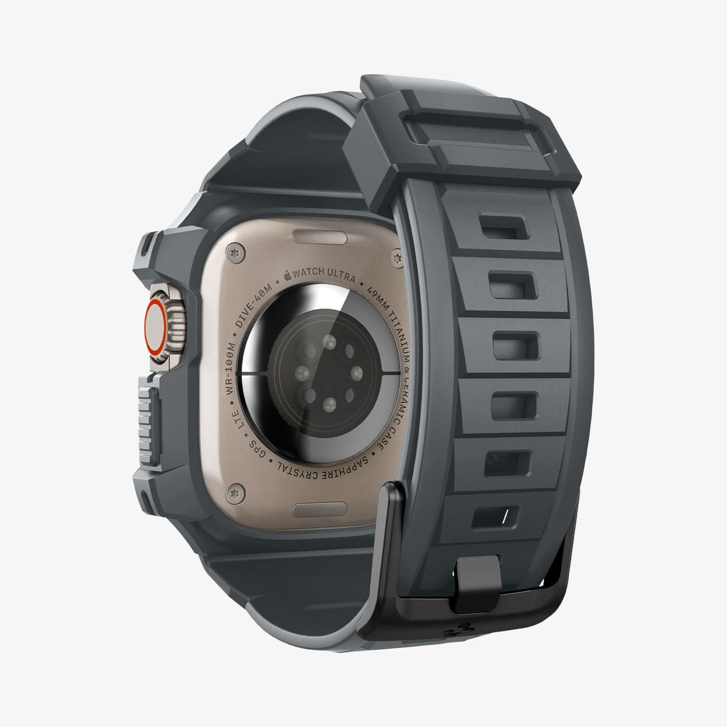 ACS07390 - Apple Watch (49mm) Rugged Armor Pro in Dark Gray showing the back and bottom