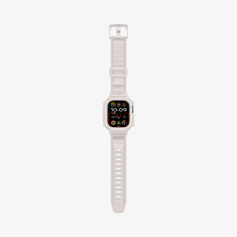 ACS07388 - Apple Watch (49mm) Rugged Armor Pro in Dune Beige showing the front and sides laid-out flat