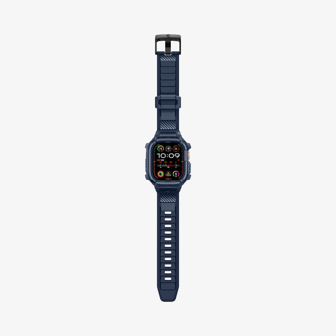 ACS07389 - Apple Watch (49mm) Rugged Armor Pro in Navy Blue showing the front and sides laid-out flat