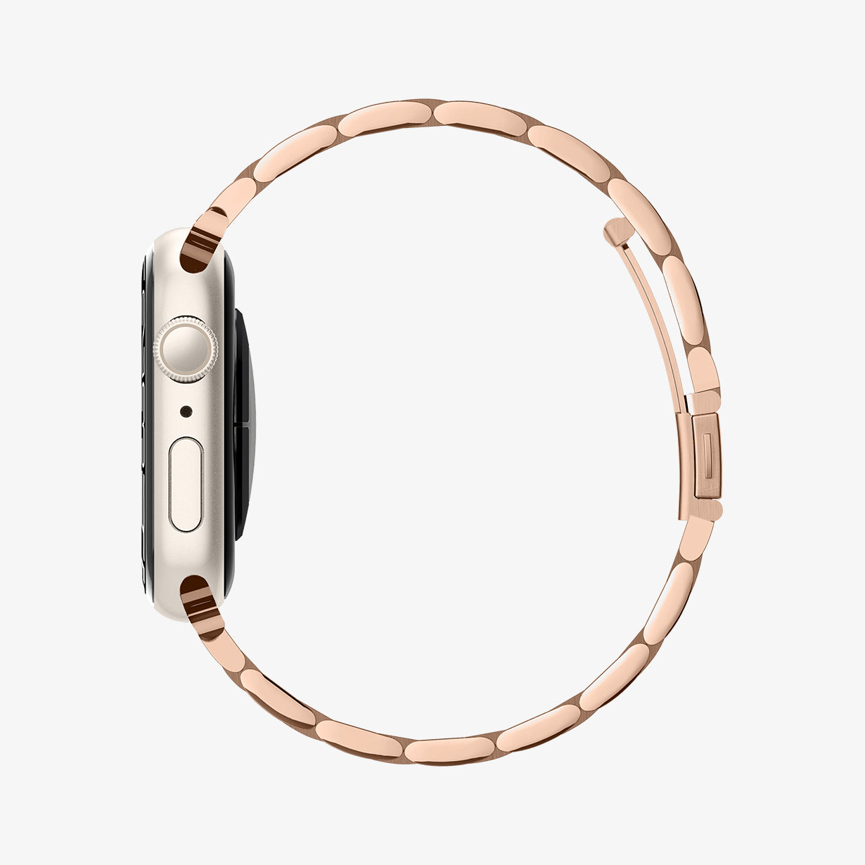 061MP25944 - Apple Watch Series 11/10 42mm, 9/8/7 41mm, SE3/SE2/SE/6/5/4 40mm, 3/2/1 38mm Modern Fit Rose Gold showing side