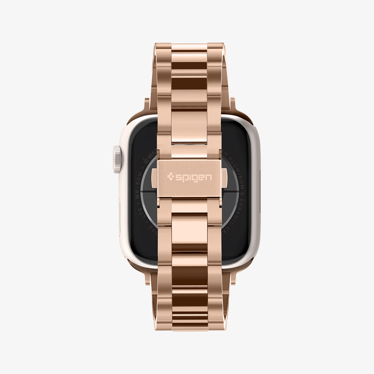 061MP25944 - Apple Watch Series 11/10 42mm, 9/8/7 41mm, SE3/SE2/SE/6/5/4 40mm, 3/2/1 38mm Modern Fit Rose Gold showing back