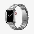 062MP25404 - Apple Watch Ultra 3/2/Ultra 49mm, Series 11/10 46mm, 9/8/7 45mm, SE3/SE2/SE/6/5/4 44mm, 3/2/1 42mm Modern Fit  Silver showing front and side
