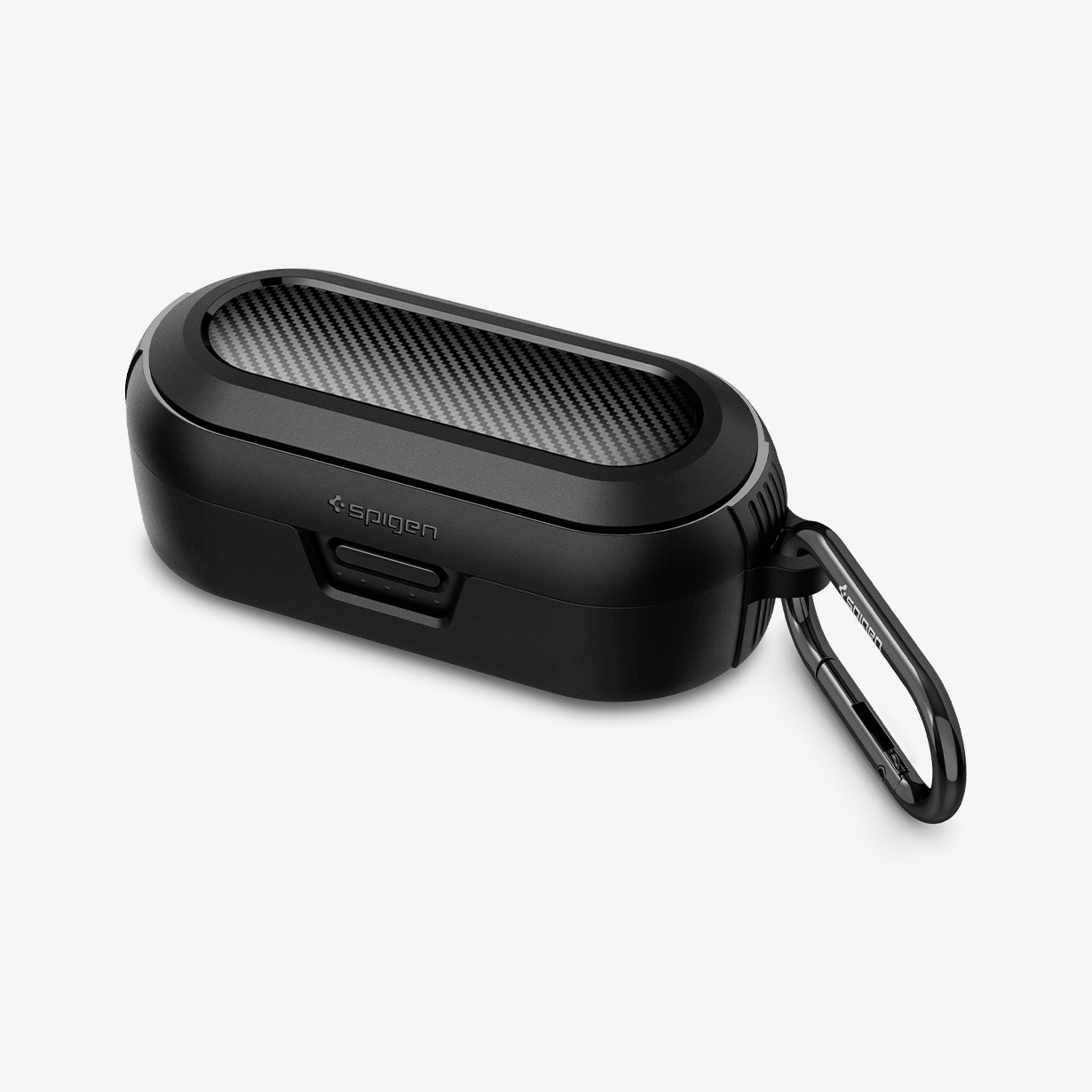 ASD02572 - Bose Earbuds Sports Case Rugged Armor in black showing the front, top and carabiner