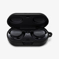 ASD02572 - Bose Earbuds Sports Case Rugged Armor in black showing the front with top open and earbuds inside