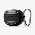 ACS07776 - Bose Ultra Open Earbuds Case Rugged Armor in Matte Black showing the front and partial side with carabiner attached