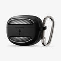 ACS07776 - Bose Ultra Open Earbuds Case Rugged Armor in Matte Black showing the front and partial side with carabiner attached