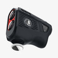 ACS04229 - Bushnell Tour V5 Shift Rangefinder AirTag Case in charcoal showing the side, partial front and airtag hovering below slot