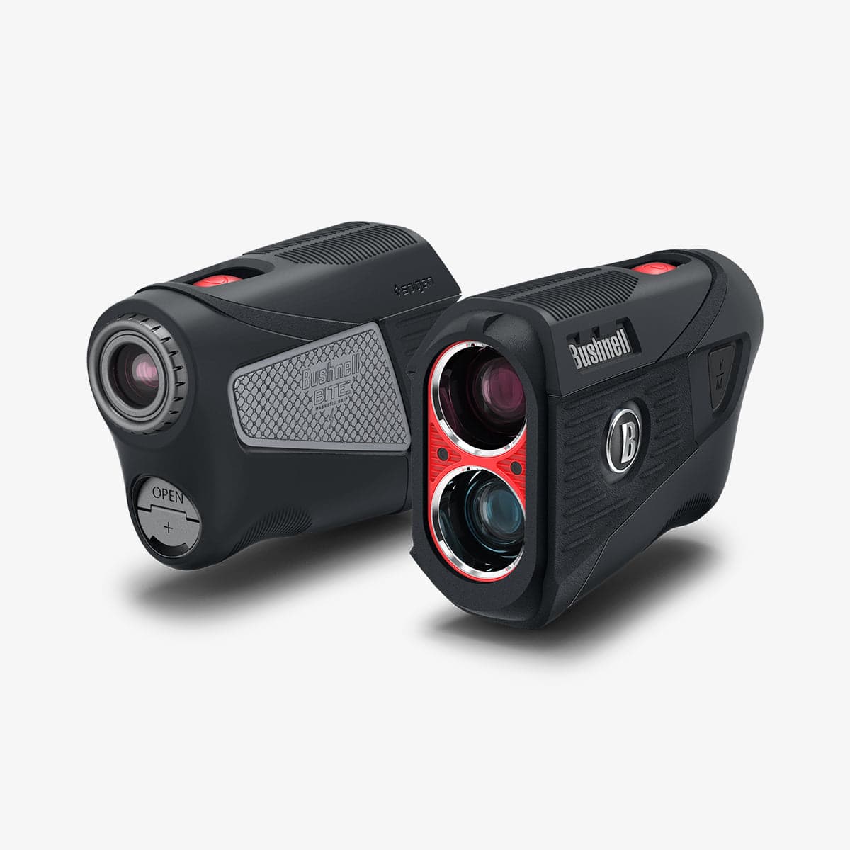 AHP02928 - Bushnell Tour V5 Shift Rangefinder Case in charcoal showing the front, side and back