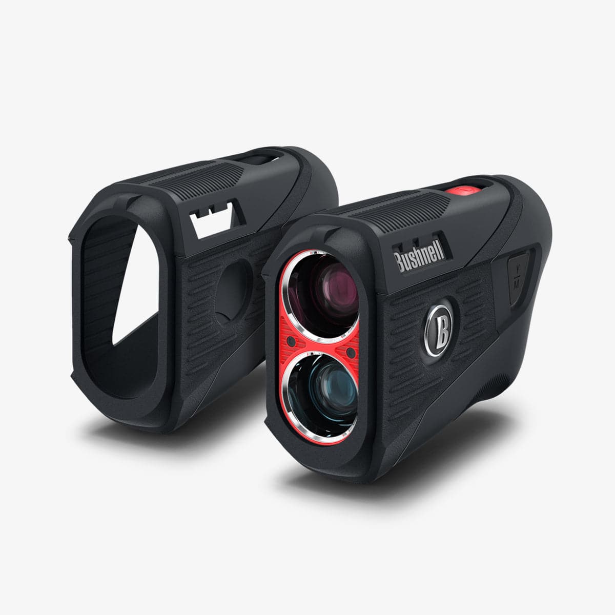 AHP02928 - Bushnell Tour V5 Shift Rangefinder Case in charcoal showing the front, back and side
