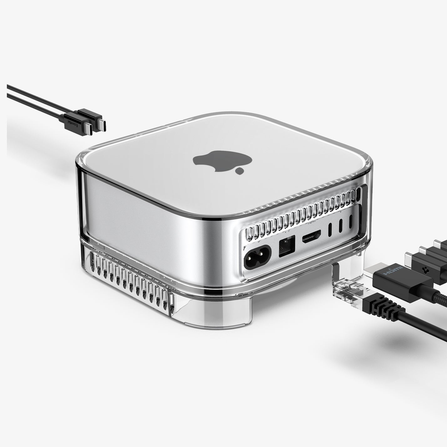 ACS09210 - Apple Mac Mini Stand | Ultra Hybrid in Crystal Clear showing the inside of stand