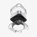 ACS09210 - Apple Mac Mini Stand | Ultra Hybrid in Crystal Clear showing the bottom with apple mac mini hovering above stand