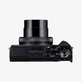 AGL11652 - PowerShot G7 X Mark III Glas.tR SLIM showing top-down view of Canon PowerShot G7 X Mark III with Spigen Glas.tR Slim    screen protector featuring mode dial ON/OFF button and Wi-Fi label