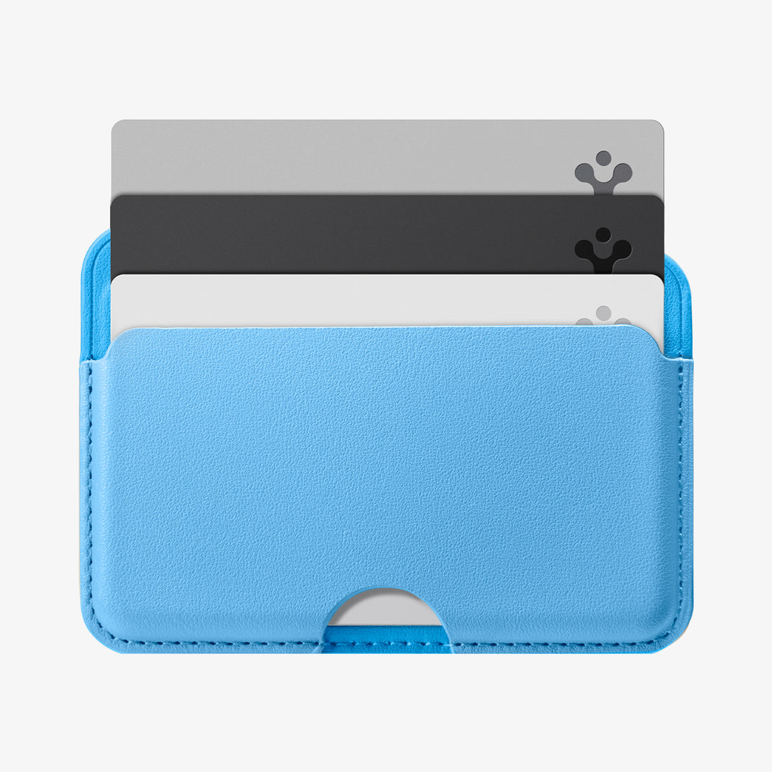 AFA07231 - MagSafe Card Holder Folder Pop (Mag Fit) in Sky Blue showing the front with 3 cards inserted