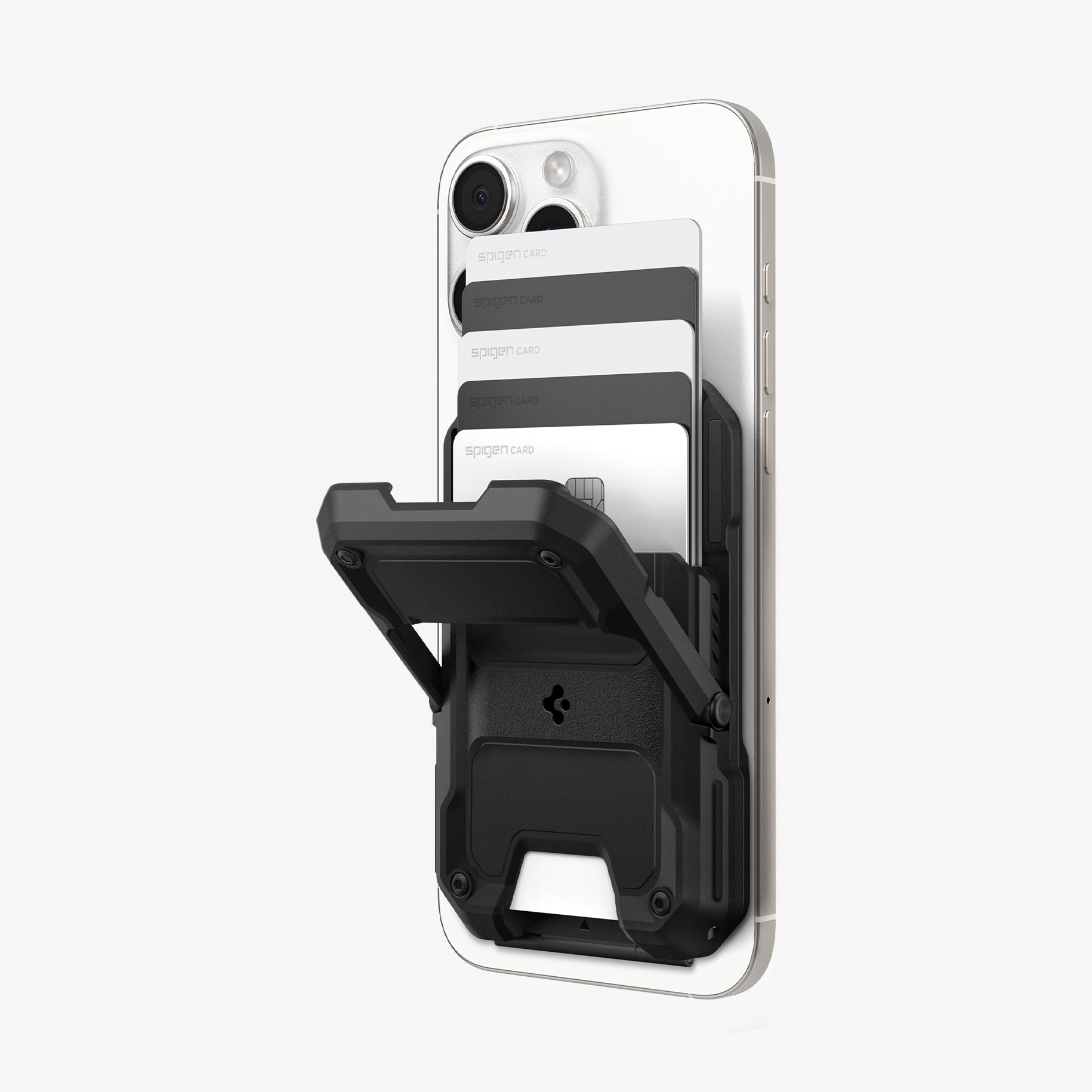 AFA09327 - Tough Armor Pro Card Holder (MagFit) in Black showing open and with card