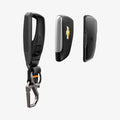 ACS11419 - Chevrolet & GMC Key Fob Cover | CK100 showing key fob cover exploded view with Chevrolet key fob and carabiner keychain separated