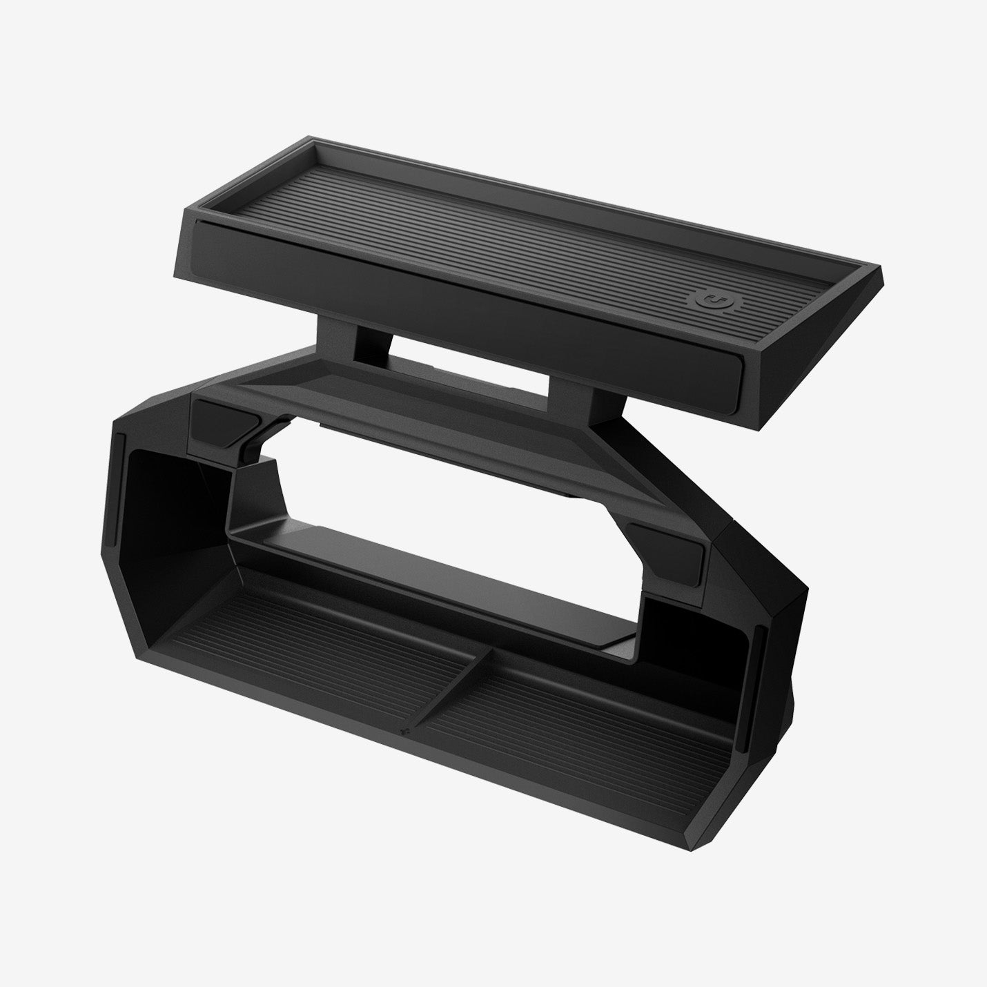 ACP08261 - Tesla Cybertruck Under Screen Organizer CO227 in Black showing the top, partial side and inner