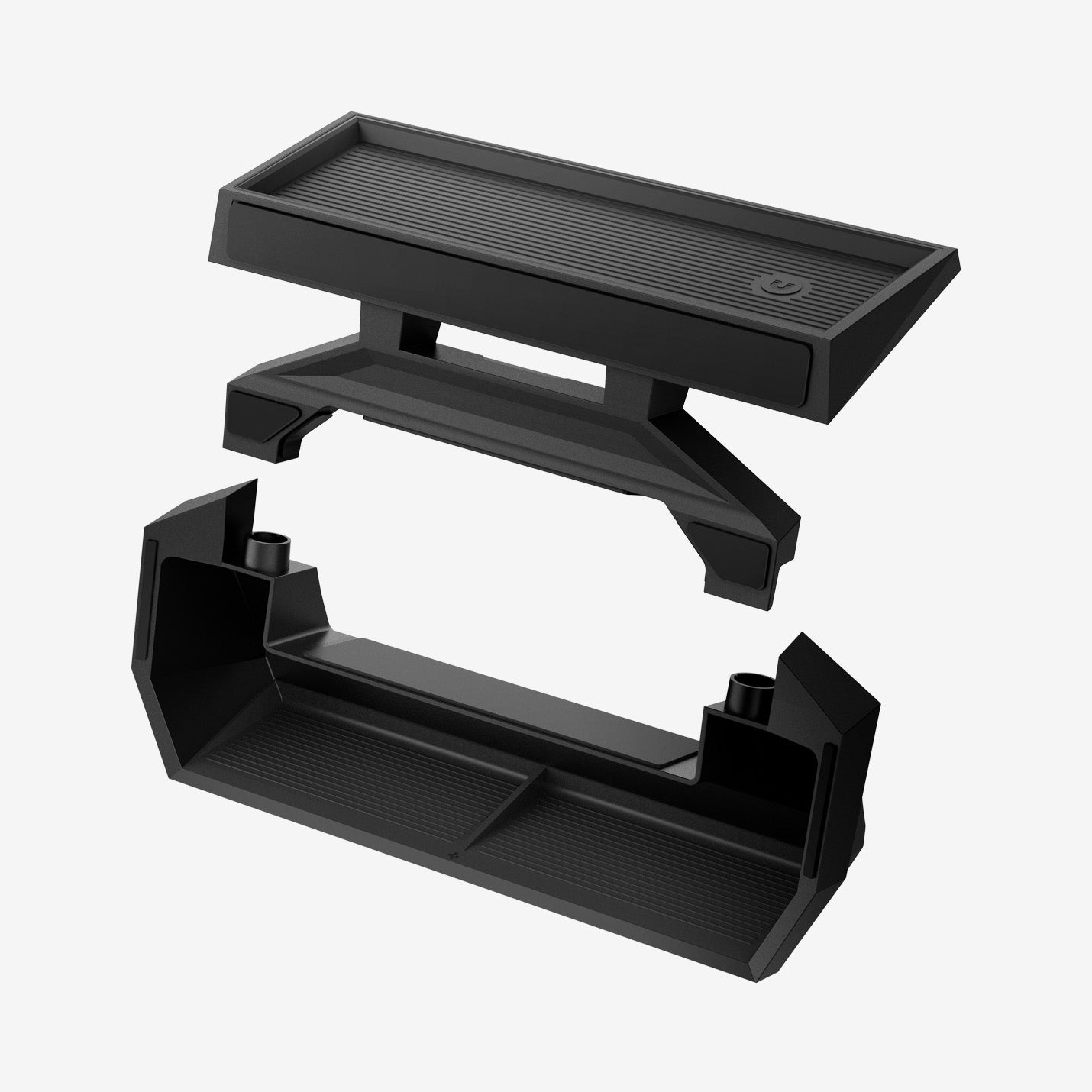 ACP08261 - Tesla Cybertruck Under Screen Organizer CO227 in Black showing the top, side and inner 