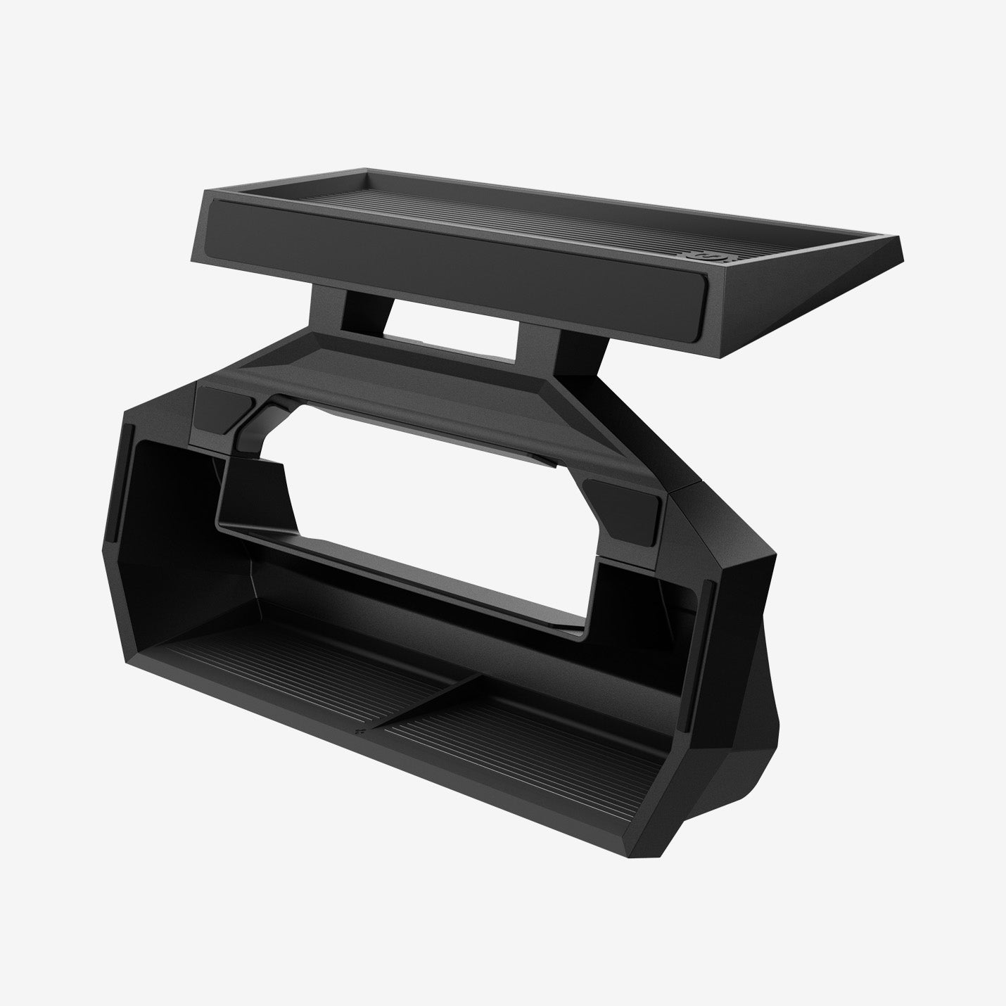 ACP08261 - Tesla Cybertruck Under Screen Organizer CO227 in Black showing the partial top, side and inner 
