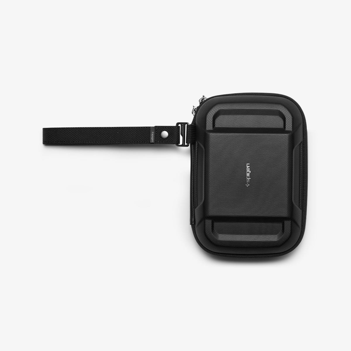 AFA04310 - DJI Action 2 Case Rugged Armor Pro Pouch in black showing the front and attached strap