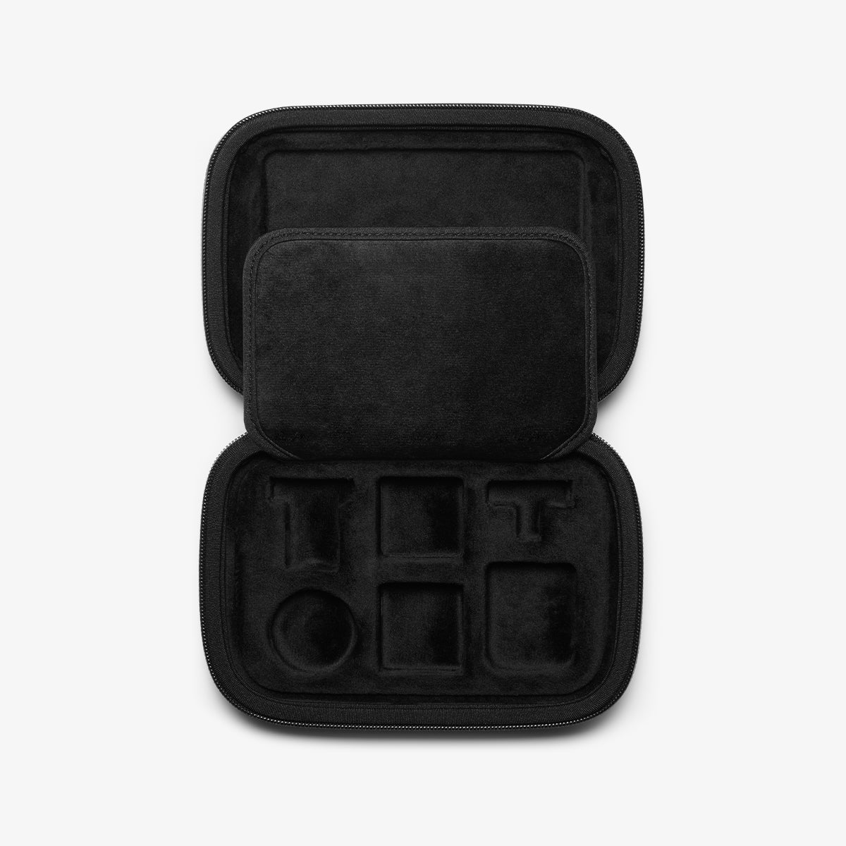 AFA04310 - DJI Action 2 Case Rugged Armor Pro Pouch in black showing the inside with multiple slots to place your DJI securely
