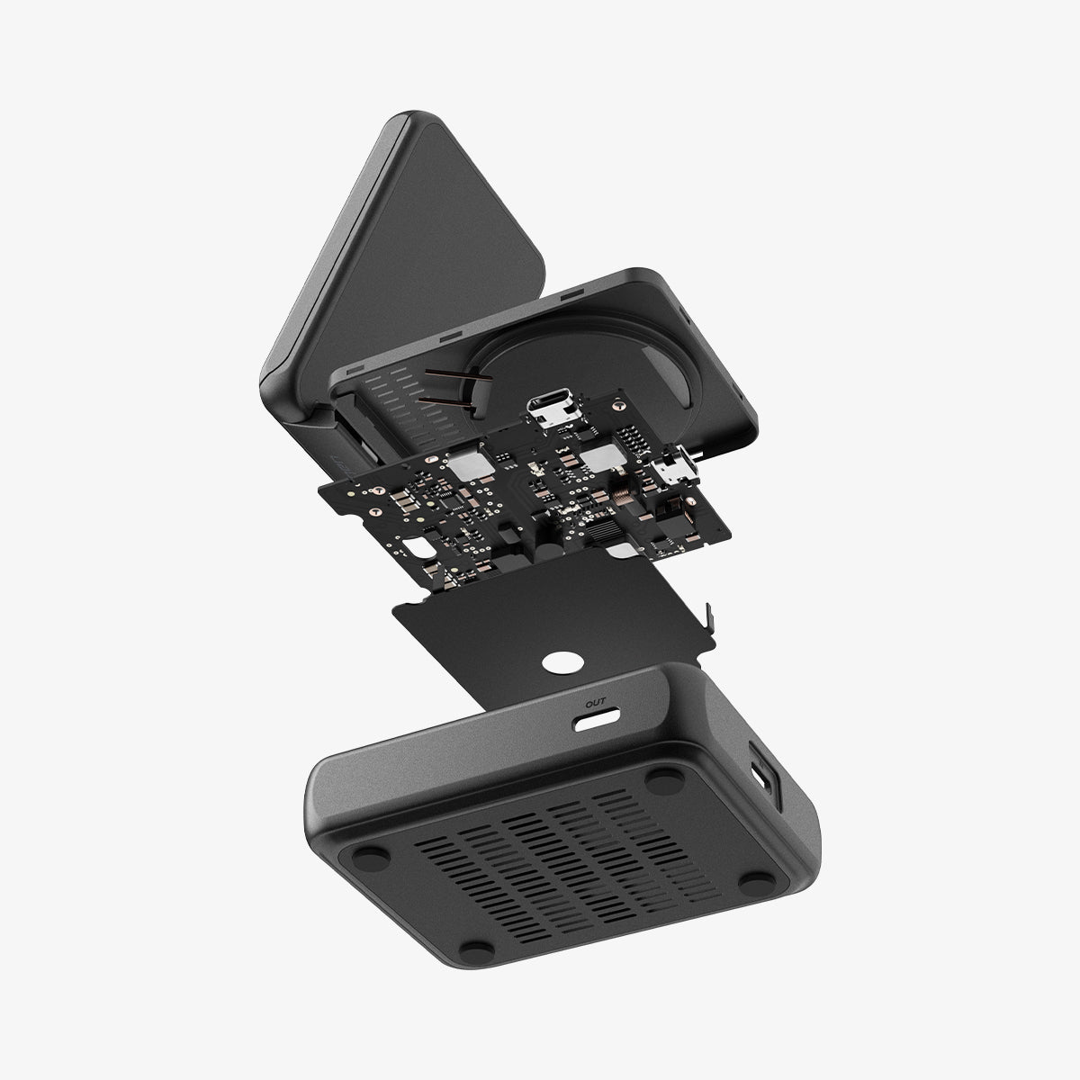 ACH10399 - 2-in-1 Magnetic Wireless Charger | EF302MOQ (Mag Fit) in Black showing inside 